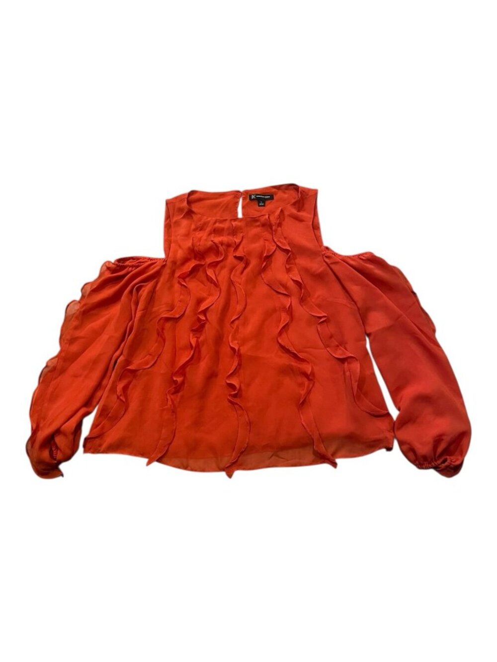 INC ruffle orange long sleeve top size large